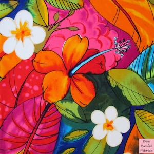Fabric, Bebel in Multi Brights, Tropical Hibiscus Hawaiian Fabric, Alexander Henry, By the Half or Full Yard