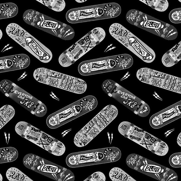 Graffiti Skateboards Fabric, Skate Forever by Timeless Treasures, Last One Yard