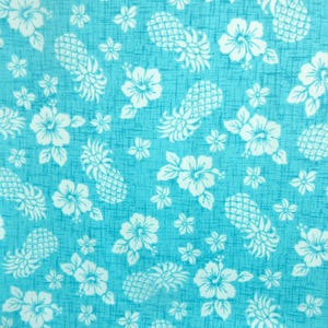1点物⭕️お安く!◎Custom hawaiian fabric◎NR2◎9.7 Turquoise Classic Hawaiian Print Fabric 100% Cotton Sold by