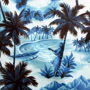 Hawaiian Fabric, Moonlight Beach Locals in Blue, By the Half or Full Yard