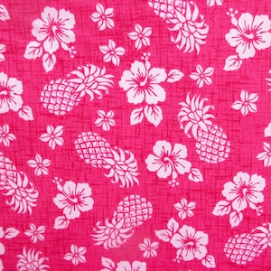 Pink Classic Hawaiian Print Fabric 100% Cotton Sold by the