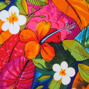 Fabric, Bebel in Multi Brights, Tropical Hibiscus Hawaiian Fabric, Alexander Henry, By the Half or Full Yard image 4