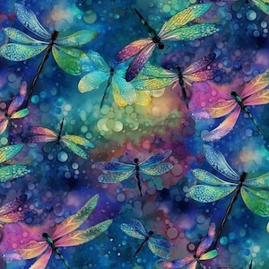 Fabric, Dragonfly Dreams, Dragonfly Illusion by Timeless Treasures, By the Half or Full Yard