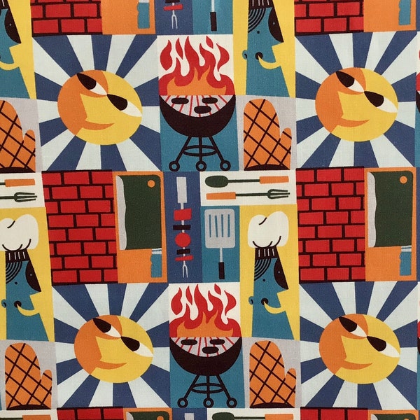 Grill Fabric, BBQ Block Party by Paintbrush Studio, Last One Yard SALE