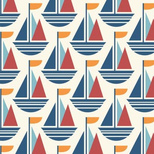 Sailboat Fabric, Ocean Motion by Cloud 9 Organic Cotton, By the Half or Full Yard
