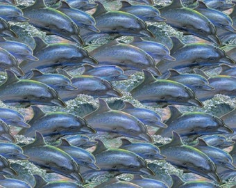 Dolphin Pod Fabric, Call of the Sea by 3 Wishes Fabrics, By the Half or Full Yard