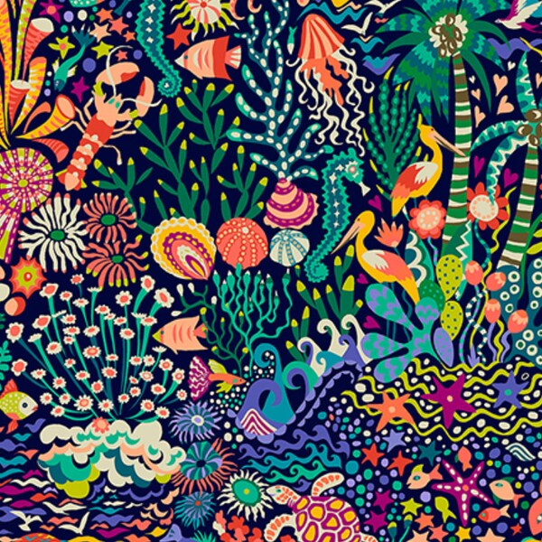 Fabric, Blue Lagoon Multi, Atlantis by Windham Fabrics, By The Half or Full Yard