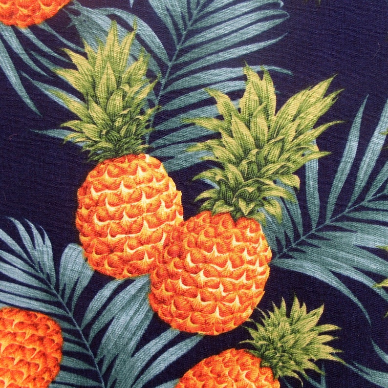 Pineapple Fabric Golden Pineapples With Palms by the Half or Etsy