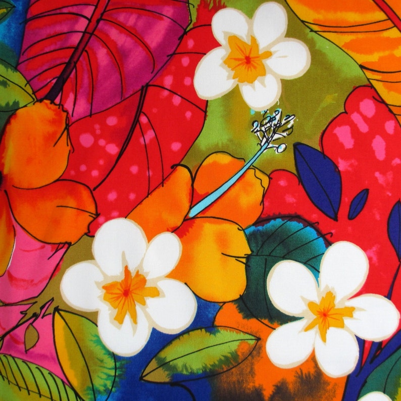 Fabric, Bebel in Multi Brights, Tropical Hibiscus Hawaiian Fabric, Alexander Henry, By the Half or Full Yard image 3