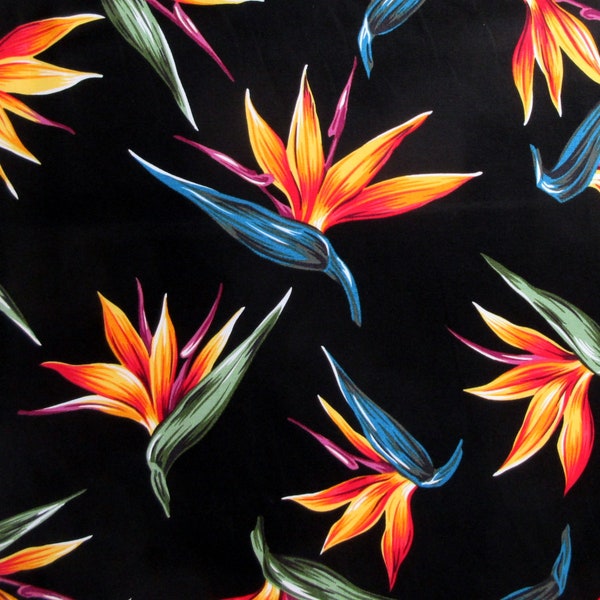 Fabric, Pukalani Bird of Paradise, Large Hawaiian Floral and Leaves, Last One Yard