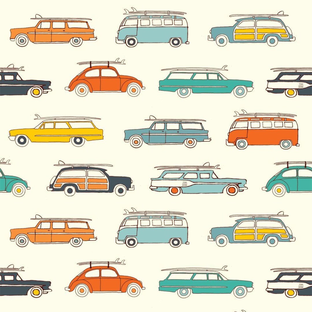 Fabric, Surf Rally, Summer 62, Retro Cars, Surf Wagon, Woodie Car