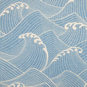 BARKCLOTH Fabric, Ocean Wave in Blue, Large Scale Hawaii Tropical, By the Half or Full Yard