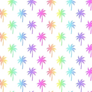 Palm Fabric, Surfside Palm Trees on White by Freckle and Lollie, By the Half and Full Yard