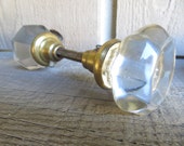Antique Crystal Doorknob, 1880 39 s Solid Clear Handle, Brass and Glass Knob, Vintage Housewares, Victorian Door Handle