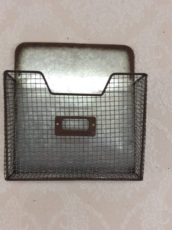 Galvanized Metal Wall Basket Mail Basket Distressed Metal Etsy
