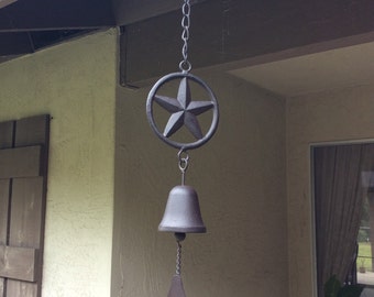 Hanging Bell, Large Cast Iron Door Bell, Ringing Dinner Bell, Southwestern Rustic, Country Cottage Cabin Wall bell