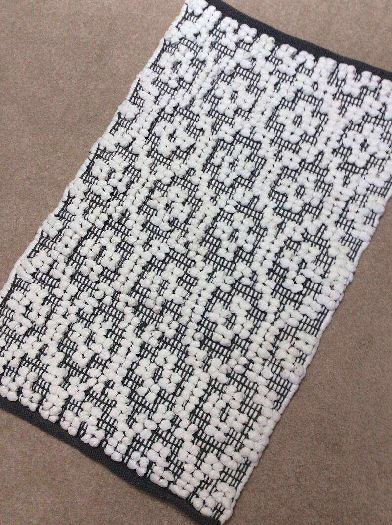 Rag Rug / Chindi Shades of Gray and White Rag Rug/ Boho Chic Etsy