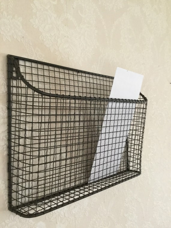 Metal Wall Basket Mail Basket Distressed Metal Magazine Etsy