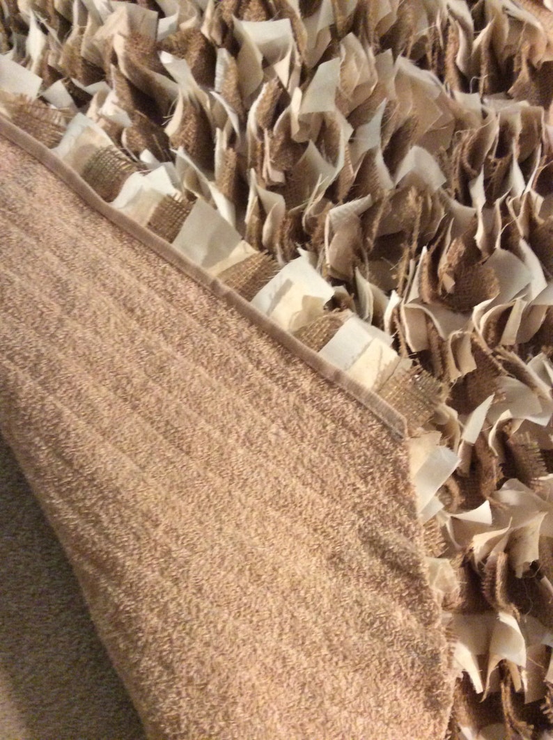 Burlap Rag Rug Oval Rugs Shabby Chic Shag Burlap White and Etsy