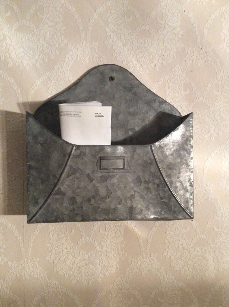 Galvanized Metal Wall Basket Mail Basket Distressed Metal Etsy