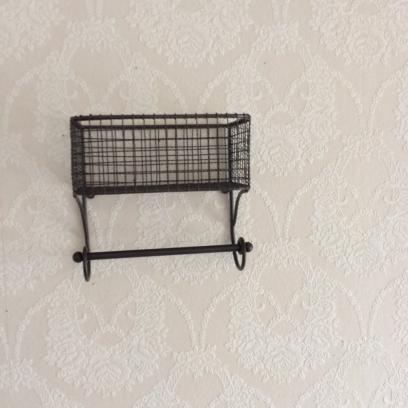 Industrial Storage Wall Basket Rack Distressed Metal Mesh Etsy