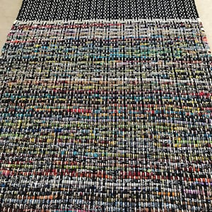 Beautiful colorful Black Tasseled Rag Rug
