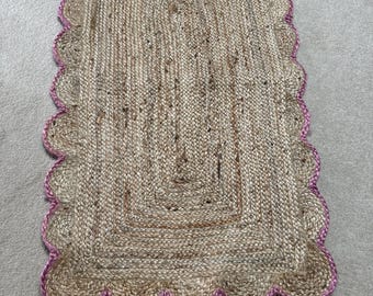 Beautiful Jute Pink Rug