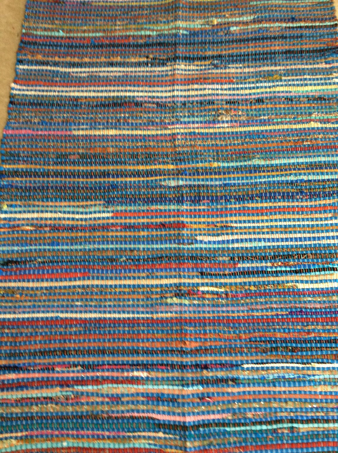 Indian Handmade 4x6 Foot Cotton Rag Rug - Chindi Woven Multi Throw Dari - Vintage Striped Orange
