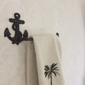 Industrial Iorn towel holder, nautical design, Distressed Metal Holder, Kitchen Office wall hook