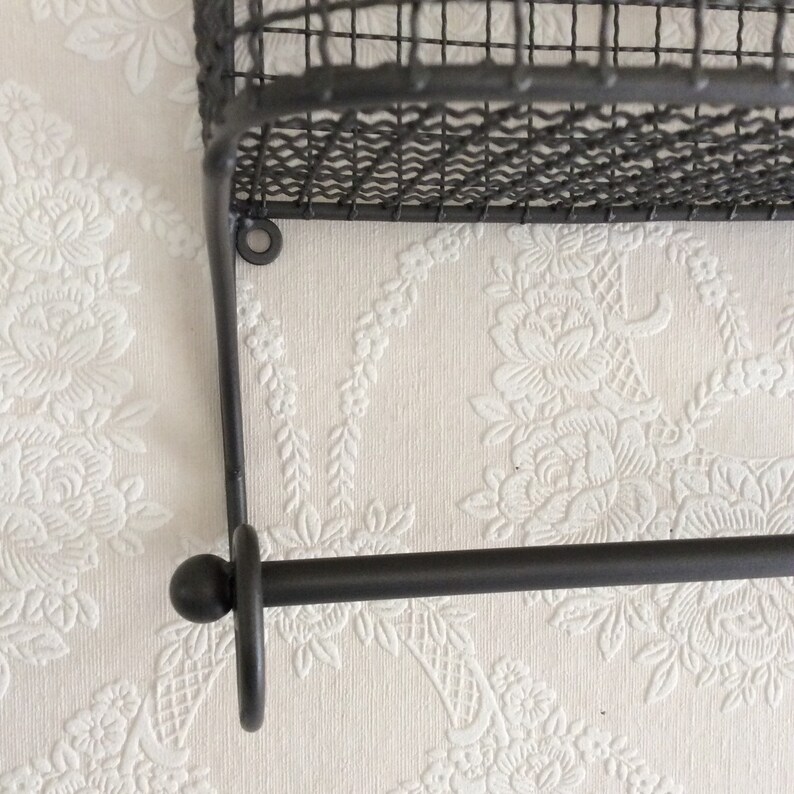 Industrial Storage Wall Basket Rack Distressed Metal Mesh Etsy