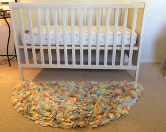 Baby Crib Rag Rug, Beautiful, Half Circle