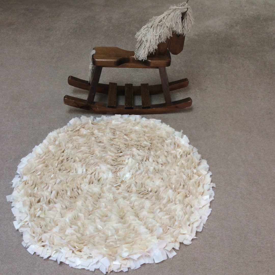 Ivory Shabby Chic Rag Rug Ivory Tule White Cotton Natural Etsy