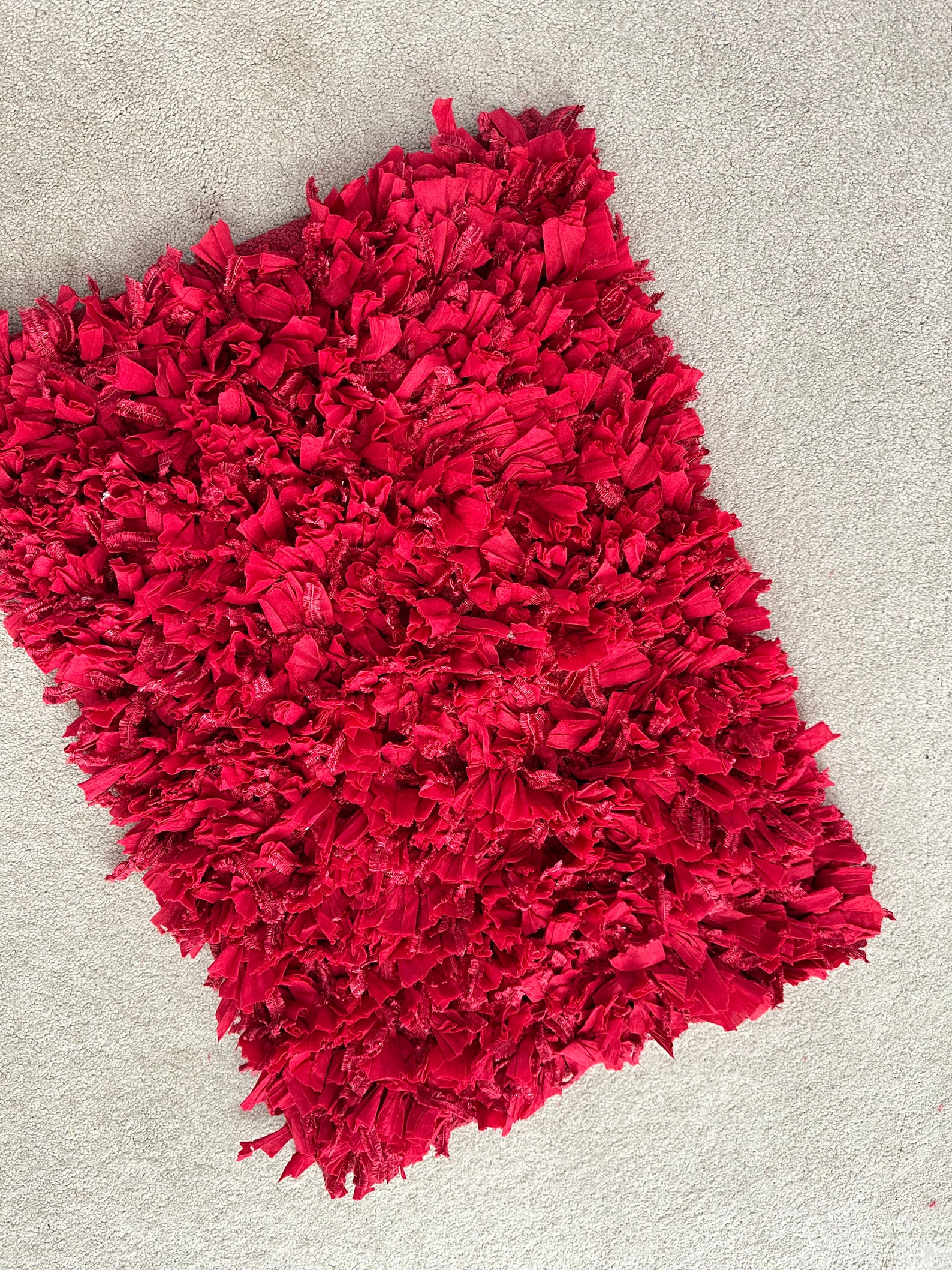 Red Shag Rag Rug - Etsy
