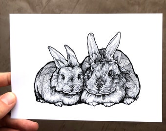 Bunnies - Bunny Prints - Bunny Art - Art Prints - Rabbit Art - Bunny Drawings - Fluff Bunnies -Wall Art - Nursery Room Art