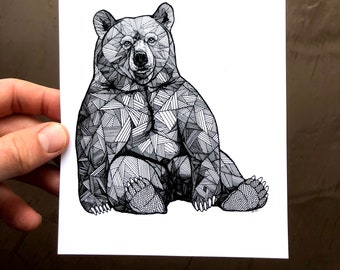 Bear Art - Bear Me - Art Prints - Bear Drawings - Geometric Bears - Bear Prints - Animal Art - Wall Art - Wall Decor