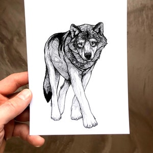 Wolf Art - Wolf Prints - Art Prints - Wolf Artwork - Wolf Tekeningen - Hongerig als de Wolf - 5x7 Wolf Print - Kunst aan de muur - Decor van het huis