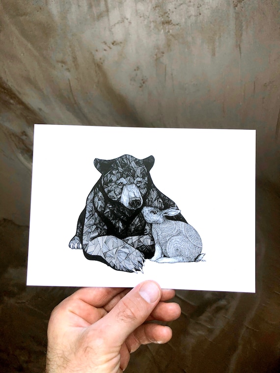 The Bear and the Bunny - Bear Art - Bunny Art - Art Prints