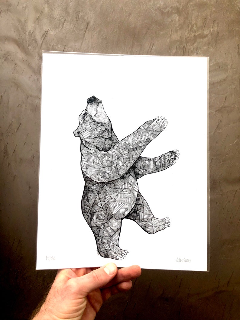 Dancing Bear Bear Art Bear Prints Bear Drawings Art Etsy