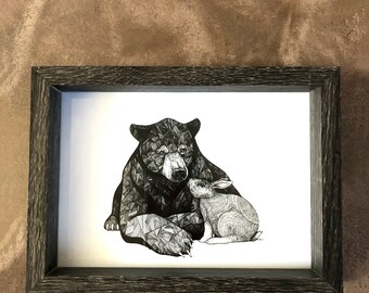 The Bear and the Bunny - Bear Art - Bunny Art - Art Prints