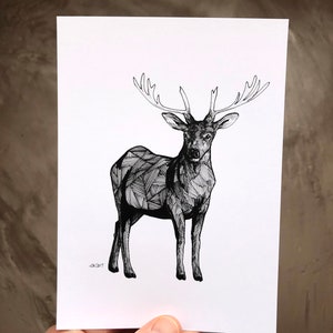 Deer Me - Deer Art - Deer Zeichnung - Deer Prints - 5x7 Deer Print - Wandkunst