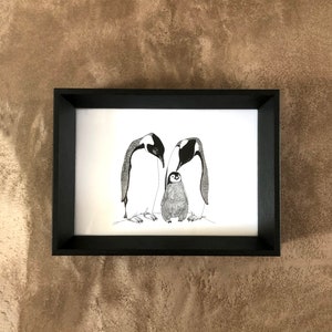 Penguin Family 5x7 Penguin Print Penguin Drawing Penguin Art Baby Penguin Nursery Room Art Wall Art image 3