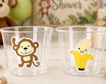 MONKEY PARTY CUPS - Monkey Birthday Cups, Monkey Party Cups Monkey Baby Shower Monkey Decorations Monkey Party Supplies Banana Decorations
