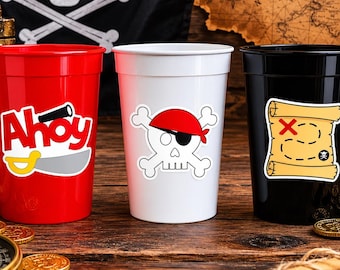 Piratenfeestbekers - Piratenbekers, piratenverjaardag, piratenfeestdecoraties, piratenverjaardagsfeest, piratenfeestartikelen, piratenverjaardag