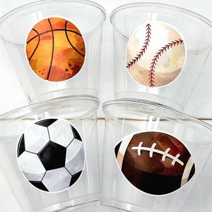 SPORTS PARTY CUPS - Sports Cups Sports Birthday Sports Party Football Party Cups Baseball Party Cups Soccer Party Cups Basketball Party Cups