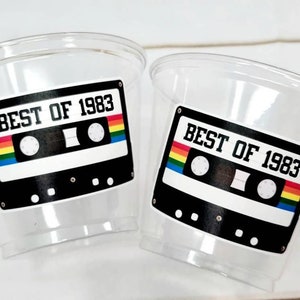 40th PARTY CUPS 40th Birthday Decoration 40th Party Favors 40th Party 40th Birthday Cassette Tape Party Best of 1983 Birthday Vintage 1983 image 1