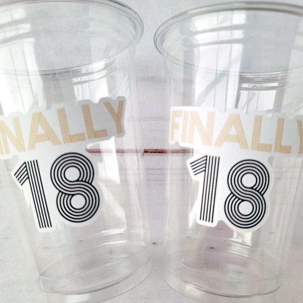 18th Birthday PARTY CUPS -Finally 18 Cups 18th Birthday Party 18th Birthday Favors 18th Party 18th Party Decorations 2005 Birthday Party Cup