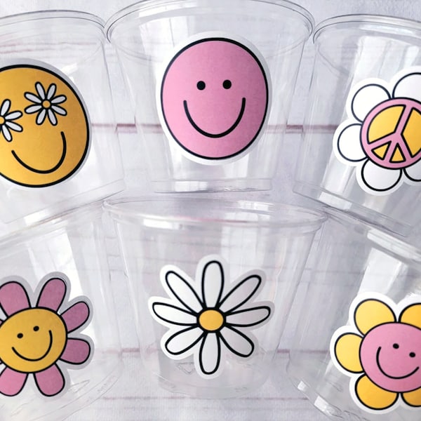 70s PARTY CUPS 70's Birthday Cups 70's Party Cups 70s Decorations 70's Birthday Party 70s Birthday Party Decorations Hippy Two Groovy Cups