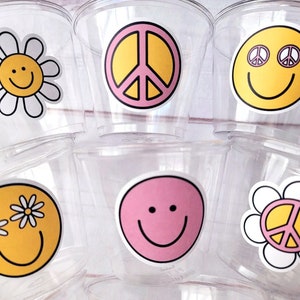 70s PARTY CUPS 70's Birthday Cups 70's Party Cups 70s Decorations 70's Birthday Party 70s Birthday Party Decorations Hippy Two Groovy Cups image 3