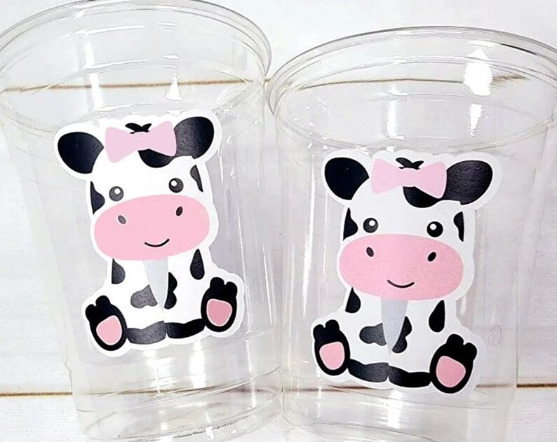 COW PARTY CUPS Cow Cups Cow Birthday Cups Farm Animal Cups Cow Party Favors Farm Cow Baby Shower Cow First Birthday Cow Party