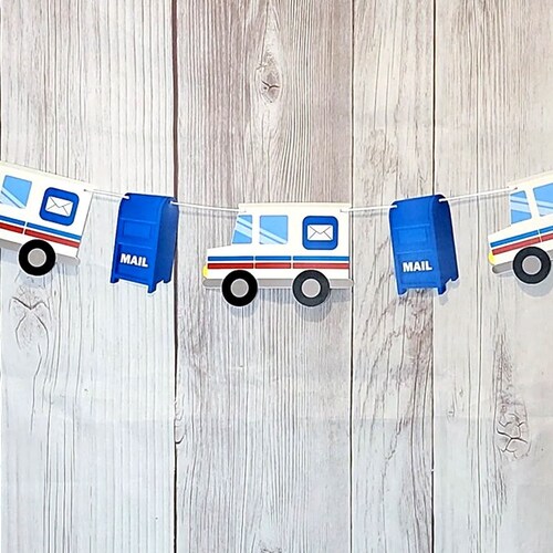 Mail Truck Garland Mailman Truck Banner Mail Truck Birthday Etsy